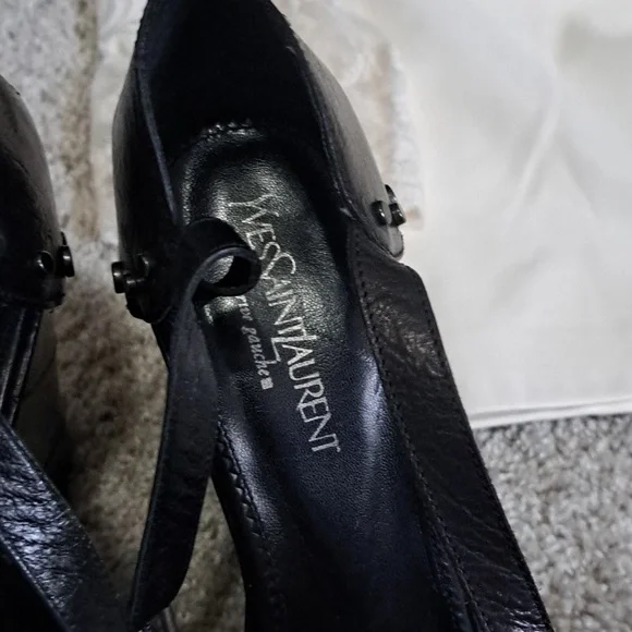 YSL.  Saint Laurent Women's Black Strappy Heels - Picture 3 of 7
